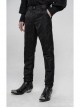 Jacquard Tatting Retro Carved Buttons Waistband Black Gothic Pants