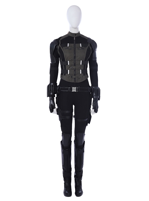 Avengers Infinity War Black Widow Army Green Version Battle Suit Halloween Cosplay Costume Full Set