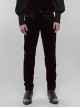 Weft Velvet Waist Embroidered Retro Button Exquisite Wine Red Gothic Trousers