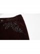 Weft Velvet Waist Embroidered Retro Button Exquisite Wine Red Gothic Trousers