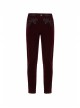 Weft Velvet Waist Embroidered Retro Button Exquisite Wine Red Gothic Trousers
