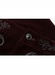 Weft Velvet Waist Embroidered Retro Button Exquisite Wine Red Gothic Trousers