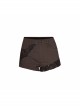 Brown Twill Weave Spliced Mesh Metal Skull Button Rivet Punk Shorts