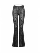 Jacquard Mesh Printed Python Texture Waistband Fringe Mesh Hem Black Gothic Flared Trousers