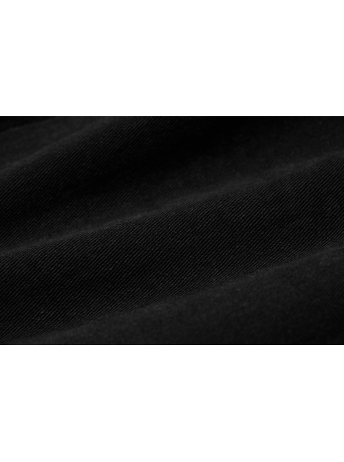 Side Metal Rings Bandage Black Punk Twill Woven Trousers