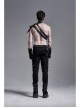 Side Metal Rings Bandage Black Punk Twill Woven Trousers