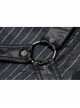 Black Striped Splice Abstract Printing Woven Metal Rings Leg Loops Punk Pants