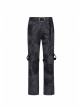 Black Striped Splice Abstract Printing Woven Metal Rings Leg Loops Punk Pants