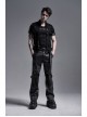 Black Striped Splice Abstract Printing Woven Metal Rings Leg Loops Punk Pants