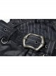 Black Striped Splice Abstract Printing Woven Metal Rings Leg Loops Punk Pants