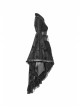 Flocking Printing Jacquard Horn Sleeve Lace-Up Waist Seal Lace Hem Black Gothic Dress