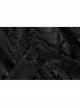 Flocking Printing Jacquard Horn Sleeve Lace-Up Waist Seal Lace Hem Black Gothic Dress