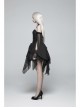 Black Lolita Lace Mesh Imitation Silk Crepe Off-Shoulder Long Sleeve Back Lace-Up Irregular Sharp Corners Hem Gothic Dress