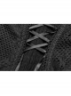 Black Lolita Lace Mesh Imitation Silk Crepe Off-Shoulder Long Sleeve Back Lace-Up Irregular Sharp Corners Hem Gothic Dress