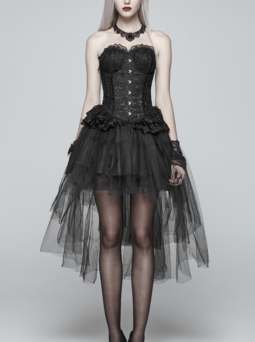 Laminated Hard Mesh Black Gothic Bustle