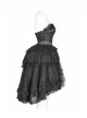 Lolita Mercerizing Forging Off-Shoulder Back Lace-Up Many Layers Lace Chiffon Bubble Hem Black Gothic Dress