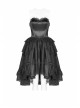 Lolita Mercerizing Forging Off-Shoulder Back Lace-Up Many Layers Lace Chiffon Bubble Hem Black Gothic Dress