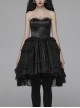 Lolita Mercerizing Forging Off-Shoulder Back Lace-Up Many Layers Lace Chiffon Bubble Hem Black Gothic Dress