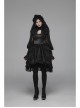 Lolita Mercerizing Forging Off-Shoulder Back Lace-Up Many Layers Lace Chiffon Bubble Hem Black Gothic Dress
