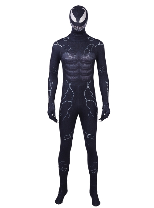 Venom Black Bodysuit Halloween Cosplay Costume Full Set