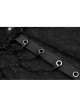 Large Coarse Mesh Restoring Ancient Ways Decorative Pattern Buckle Leather Strips Chain Decoration Lace Frill Hem Black Punk Skirt