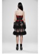Large Coarse Mesh Restoring Ancient Ways Decorative Pattern Buckle Leather Strips Chain Decoration Lace Frill Hem Black Punk Skirt