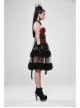 Large Coarse Mesh Restoring Ancient Ways Decorative Pattern Buckle Leather Strips Chain Decoration Lace Frill Hem Black Punk Skirt