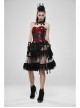 Large Coarse Mesh Restoring Ancient Ways Decorative Pattern Buckle Leather Strips Chain Decoration Lace Frill Hem Black Punk Skirt