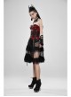 Large Coarse Mesh Restoring Ancient Ways Decorative Pattern Buckle Leather Strips Chain Decoration Lace Frill Hem Black Punk Skirt
