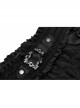 Large Coarse Mesh Restoring Ancient Ways Decorative Pattern Buckle Leather Strips Chain Decoration Lace Frill Hem Black Punk Skirt