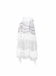 Large Coarse Mesh Restoring Ancient Ways Decorative Pattern Buckle Leather Strips Chain Decoration Lace Frill Hem White Punk Skirt