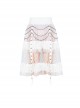 Large Coarse Mesh Restoring Ancient Ways Decorative Pattern Buckle Leather Strips Chain Decoration Lace Frill Hem White Punk Skirt