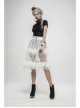 Large Coarse Mesh Restoring Ancient Ways Decorative Pattern Buckle Leather Strips Chain Decoration Lace Frill Hem White Punk Skirt