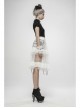 Large Coarse Mesh Restoring Ancient Ways Decorative Pattern Buckle Leather Strips Chain Decoration Lace Frill Hem White Punk Skirt