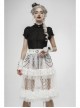 Large Coarse Mesh Restoring Ancient Ways Decorative Pattern Buckle Leather Strips Chain Decoration Lace Frill Hem White Punk Skirt