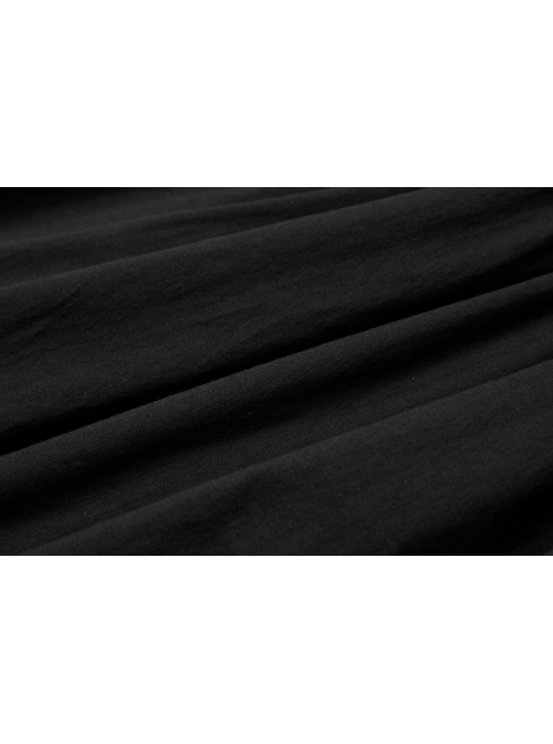 Lolita Stand-Up Collar Shoulder Small Fly Sleeves Waist Thick Iron Ring Belt Back Lace-Up Black Punk Dress