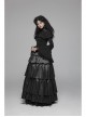 Lace High Collar Chest Frill Lace-Up Horn Sleeves Lace Cuff Short Black Gothic Lolita Blouse