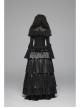 Lace High Collar Chest Frill Lace-Up Horn Sleeves Lace Cuff Short Black Gothic Lolita Blouse