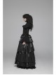 Lace High Collar Chest Frill Lace-Up Horn Sleeves Lace Cuff Short Black Gothic Lolita Blouse
