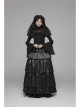 Lace High Collar Chest Frill Lace-Up Horn Sleeves Lace Cuff Short Black Gothic Lolita Blouse