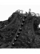 Lace High Collar Chest Frill Lace-Up Horn Sleeves Lace Cuff Short Black Gothic Lolita Blouse