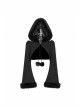 Black Lolita Imitation Rabbit Hair Chest Lace-Up Fur Ball Decoration Horn Sleeves Short Punk Hooded Blouse