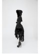 Black Lolita Imitation Rabbit Hair Chest Lace-Up Fur Ball Decoration Horn Sleeves Short Punk Hooded Blouse