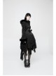 Black Lolita Imitation Rabbit Hair Chest Lace-Up Fur Ball Decoration Horn Sleeves Short Punk Hooded Blouse