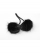 Black Lolita Imitation Rabbit Hair Chest Lace-Up Fur Ball Decoration Horn Sleeves Short Punk Hooded Blouse