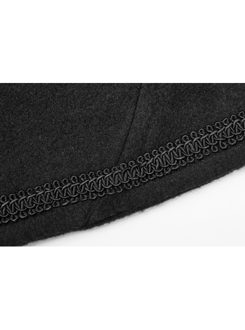 Black Lolita Imitation Rabbit Hair Chest Lace-Up Fur Ball Decoration Horn Sleeves Short Punk Hooded Blouse