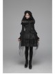 Micro-Gloss Woven High Collar Chest Splice Lace Long Sleeves Lace-Up Black Gothic Lolita Blouse