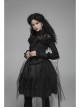 Micro-Gloss Woven High Collar Chest Splice Lace Long Sleeves Lace-Up Black Gothic Lolita Blouse