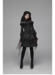 Micro-Gloss Woven High Collar Chest Splice Lace Long Sleeves Lace-Up Black Gothic Lolita Blouse