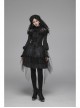 Micro-Gloss Woven High Collar Chest Splice Lace Long Sleeves Lace-Up Black Gothic Lolita Blouse